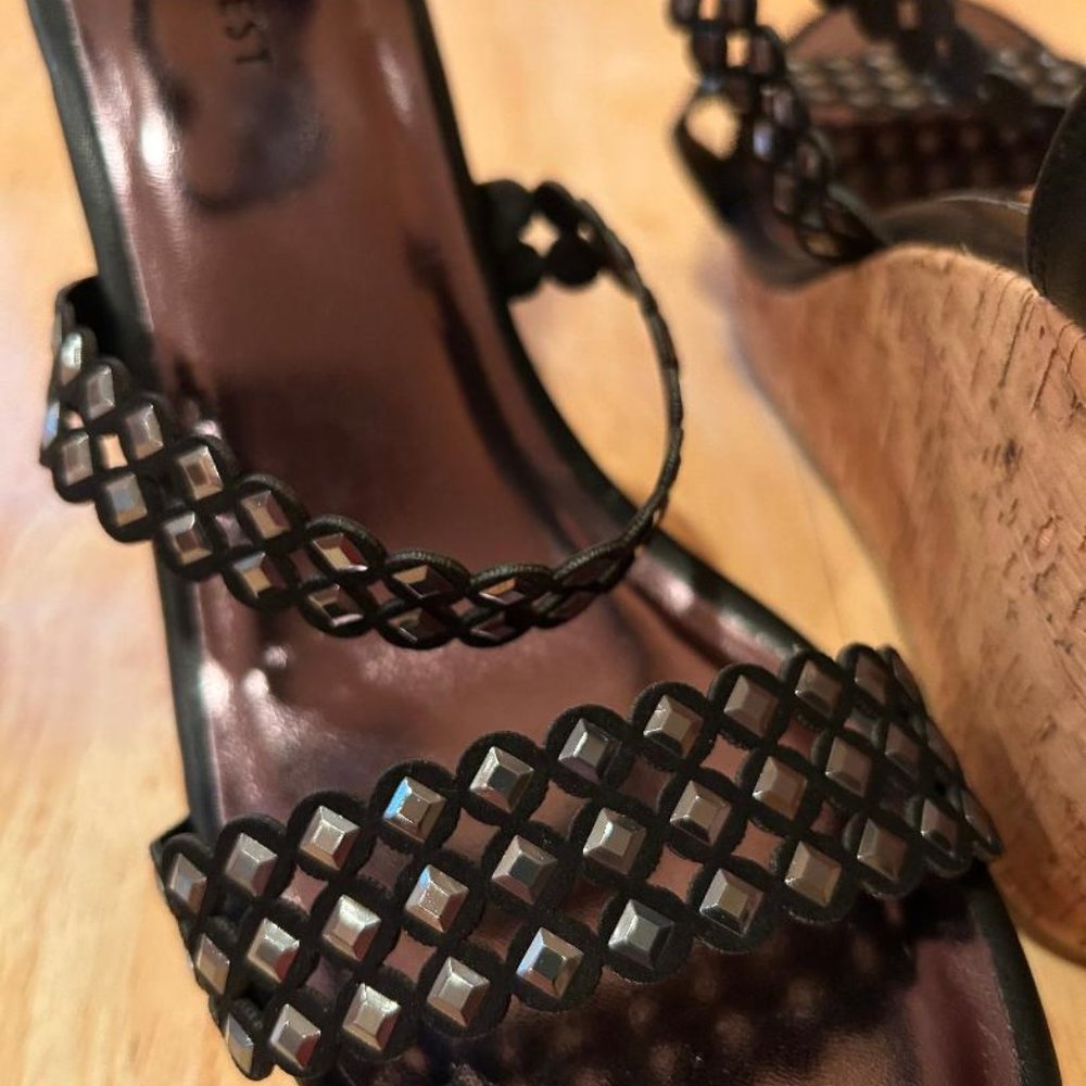 Brand New Nine West Wedge Sandals with Silver Studs (Size 10)